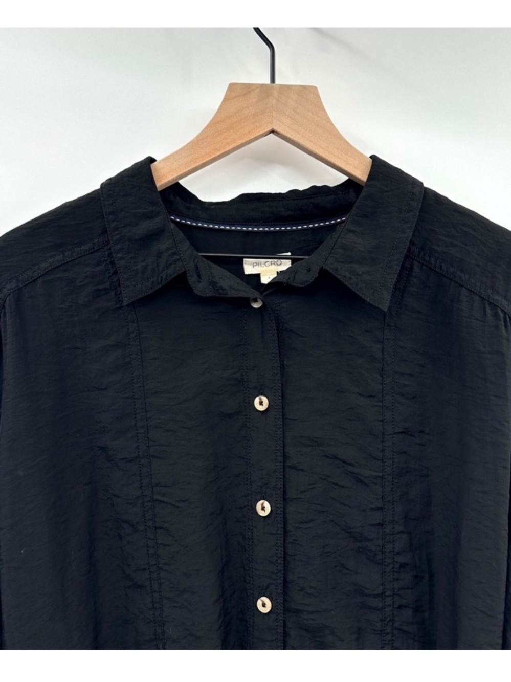 Anthropologie Pilcro Buttondown Blouse Bodysuit in Black Size Large - Picture 7 of 13